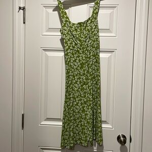 Reformation Green Floral Midi Dress